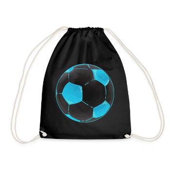 Fußball Schwarz Blau Coole Fußbälle Sticker - Turnbeutel - Schwarz - Vorne