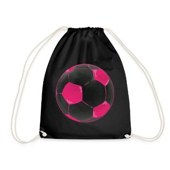 Fußball Pink Schwarz Fußbälle Sticker - Turnbeutel - Schwarz - Vorne