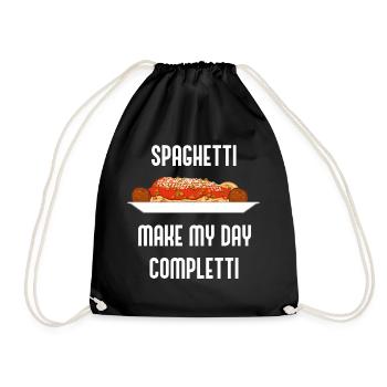 Pasta Lover Ironisches Zitat Spaghetti Completti - Turnbeutel - Schwarz - Vorne