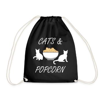 Katzen und Popcorn-Filme Kitty Lustiges Sprichwort - Turnbeutel - Schwarz - Vorne