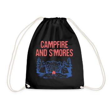 Campfire and S'mores Foodie Camping Food Lover - Drawstring Bag - black - Front