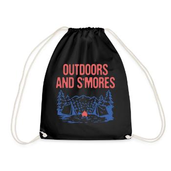 Outdoors and S'mores Camping Foodie Camper Food - Drawstring Bag - black - Front