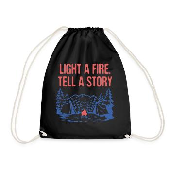 Light a Fire Tell a Story Camping Fireplace - Drawstring Bag - black - Front