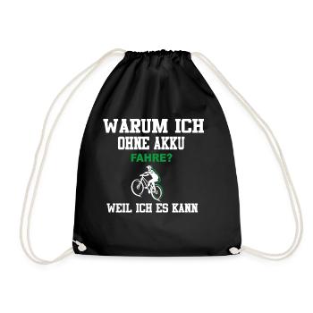 Lustiger Radfahrer Spruch Radsportler E-Bike - Turnbeutel - Schwarz - Vorne