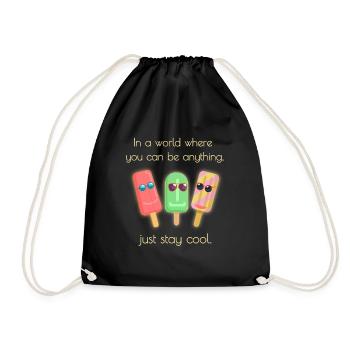 Summer Ice Cream Funny Ice Cream Stay Cool Sunglasses - Drawstring Bag - black - Front