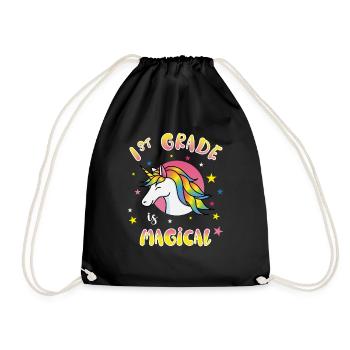 1st Grade Is Magical Einhorn Einschulung Geschenk - Turnbeutel - Schwarz - Vorne