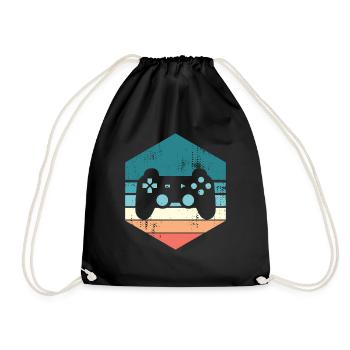 Gaming Sunset Gift for Video Gamer Nerd - Drawstring Bag - black - Front