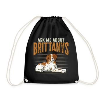French Brittany Spaniel Epagneul Breton Gift - Drawstring Bag - black - Front