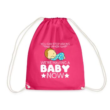 Parenthood Motherhood Parenting Pregnancy Tee - Drawstring Bag - fuchsia - Front