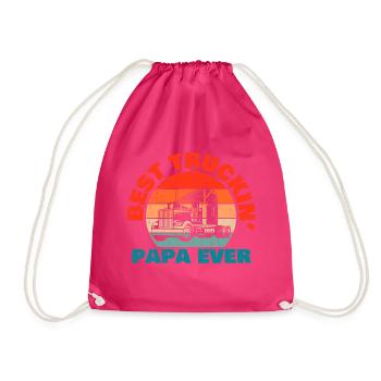 Happy Father's Day Dad Travel Load Apparel Title: - Drawstring Bag - fuchsia - Front