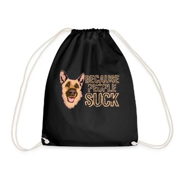 Because People Suck Cute Adorable Dog For - Drawstring Bag - black - Front