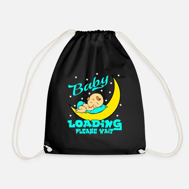 Baby Loading Bitte warten Sie Schwangerschaft Shirt für - Turnbeutel - Schwarz