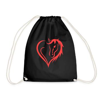 Heart Life Is Better With Horses Design Horsing - Drawstring Bag - black - Front