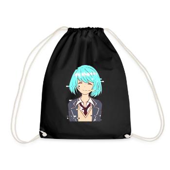 Glitch Anime Lover Shirt For Kawaii Fans T-shirt - Drawstring Bag - black - Front