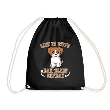 Animal Dog Design For Paw Owners Life Is Ruff Eat - Drawstring Bag - black - Front