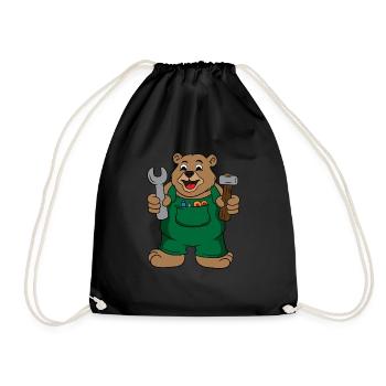 Papa Bear Fix Carpentry Dad Grandpa Father - Drawstring Bag - black - Front