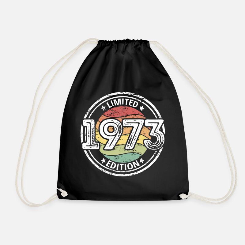 Born 1973 50th birthday - Drawstring Bag - black