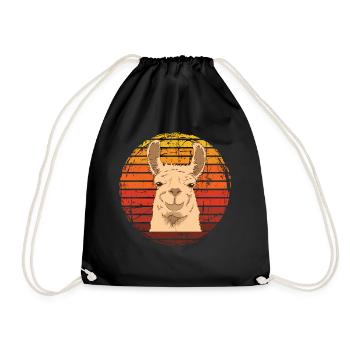 Chemise en alpaga avec une image vintage rétro - Sac de sport léger - noir - Devant
