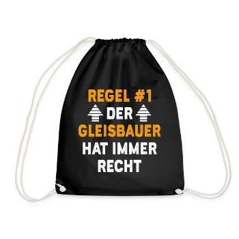 Gleisbauer Geschenk Geburtstag Spruch - Turnbeutel - Schwarz - Vorne