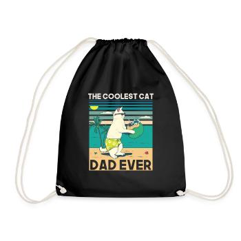 The Coolest Cat Dad Ever - Cat Lover Family Gifts - Drawstring Bag - black - Front