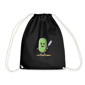 Pickleball Picklepaddle Pickle Sport - Drawstring Bag - black - Front