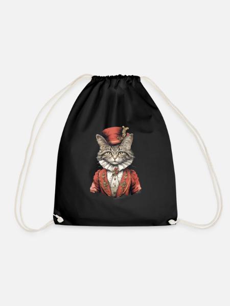 Katze im 1800 Jahre Stil Gekleidet Nobel Barock - Turnbeutel - Schwarz
