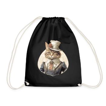 Chat dans 1800 ans style habillé noble baroque - Sac de sport léger - noir - Devant