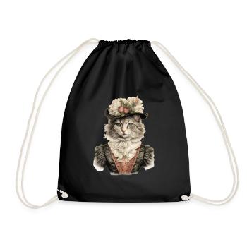Chat dans 1800 ans style habillé noble baroque - Sac de sport léger - noir - Devant