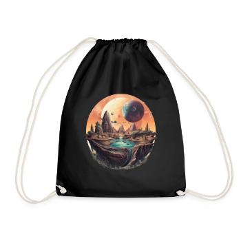 Futuristic life on planets - Drawstring Bag - black - Front