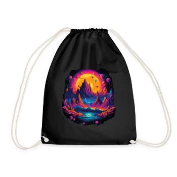 Futuristic life on planets - Drawstring Bag - black - Front
