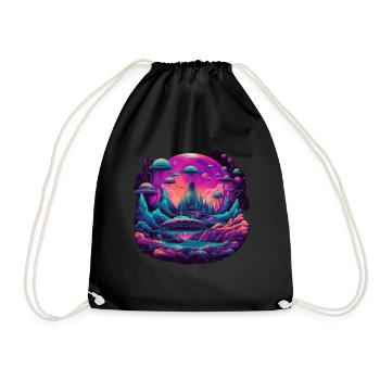 Futuristic life on planets - Drawstring Bag - black - Front