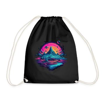 Futuristic life on planets - Drawstring Bag - black - Front