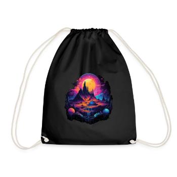 Futuristic life on planets - Drawstring Bag - black - Front
