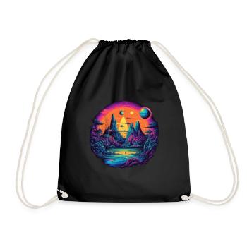Futuristic life on planets - Drawstring Bag - black - Front