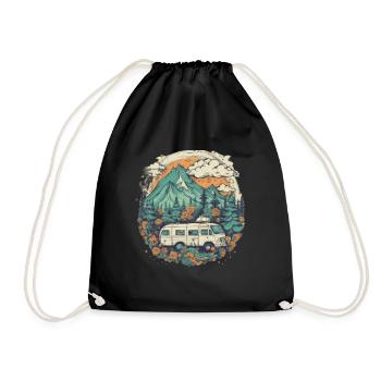Natur Abenteuer Wandern Camping Design - Turnbeutel - Schwarz - Vorne