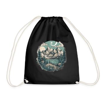 Natur Abenteuer Wandern Camping Design - Turnbeutel - Schwarz - Vorne