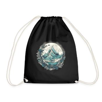 Natur Abenteuer Wandern Camping Design - Turnbeutel - Schwarz - Vorne