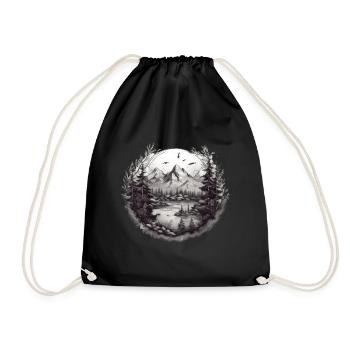 Natur Abenteuer Wandern Camping Design - Turnbeutel - Schwarz - Vorne