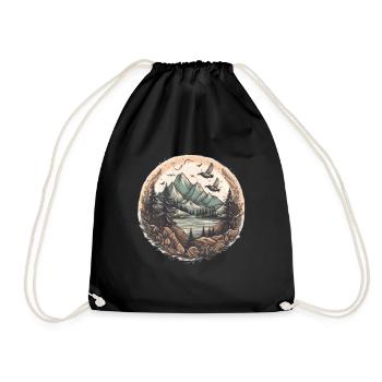 Natur Abenteuer Wandern Camping Design - Turnbeutel - Schwarz - Vorne