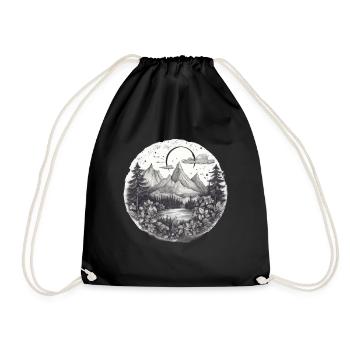 Natur Abenteuer Wandern Camping Design - Turnbeutel - Schwarz - Vorne
