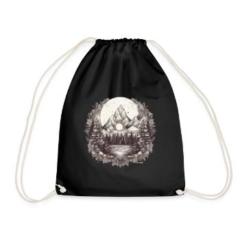 Natur Abenteuer Wandern Camping Design - Turnbeutel - Schwarz - Vorne