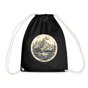 Natur Abenteuer Wandern Camping Design - Turnbeutel - Schwarz - Vorne