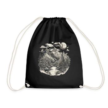 Natur Abenteuer Wandern Camping Design - Turnbeutel - Schwarz - Vorne