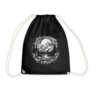 Natur Abenteuer Wandern Camping Design - Turnbeutel - Schwarz - Vorne