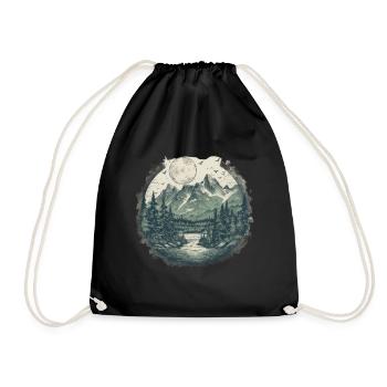 Natur Abenteuer Wandern Camping Design - Turnbeutel - Schwarz - Vorne