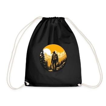Hiking Mountains Trees Alps - Drawstring Bag - black - Front