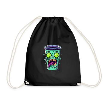 Halloween Kaffeebecher - gruselige Kaffeetasse - Turnbeutel - Schwarz - Vorne