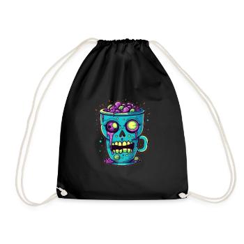 Halloween coffee mug - creepy coffee mug - Drawstring Bag - black - Front