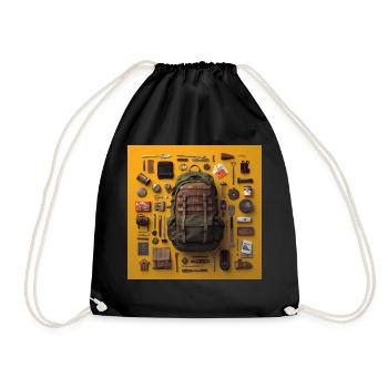 Everything I need for hiking - Drawstring Bag - black - Front