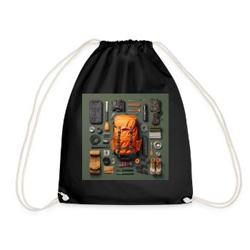 Everything I need for hiking - Drawstring Bag - black - Front